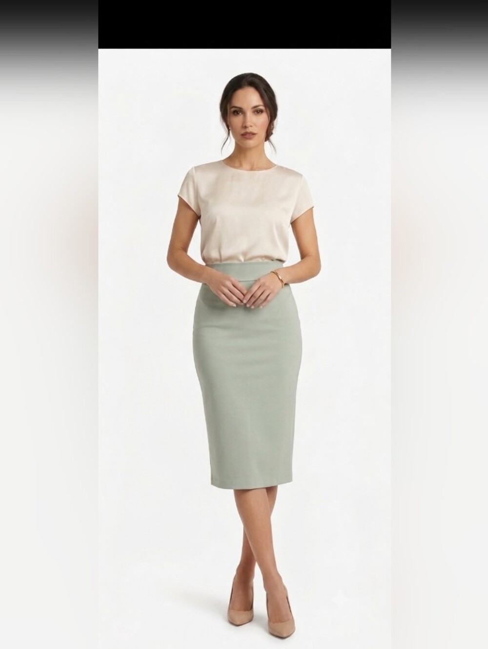 NWOT XS Classic High-Waist Pencil Skirt in Sage Green